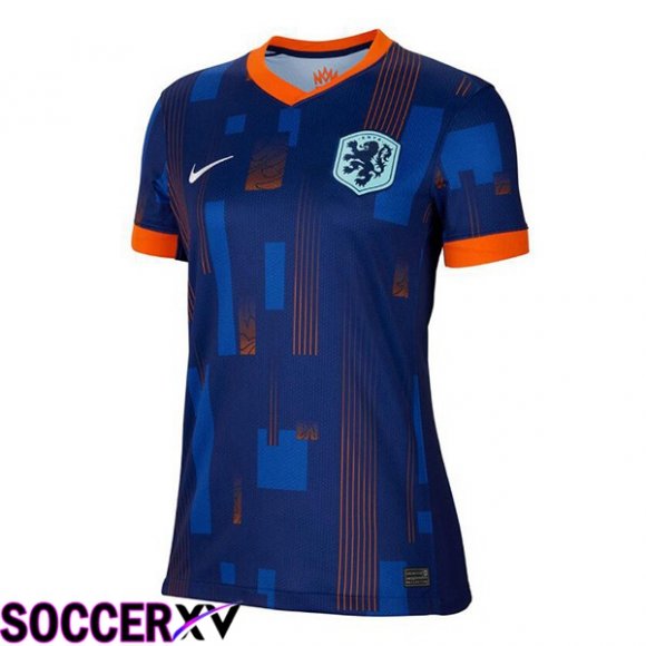 Netherlands Womens Away Soccer Jersey Royal Blue UEFA Euro 2024