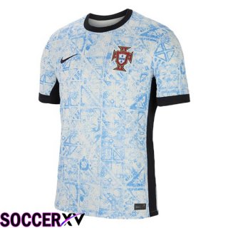 Portugal Away Soccer Jersey Blue White UEFA Euro 2024