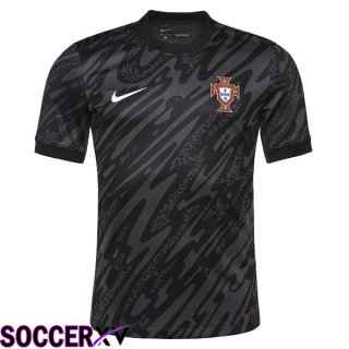 Portugal Goalkeeper Soccer Jersey Black UEFA Euro 2024