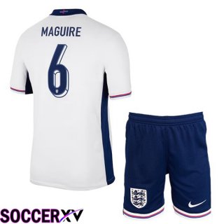 England (Maguire 6) Kids Home Soccer Jersey White UEFA Euro 2024