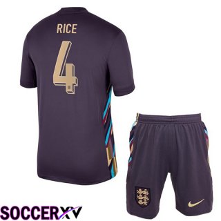 England (Rice 4) Kids Away Soccer Jersey Purple UEFA Euro 2024