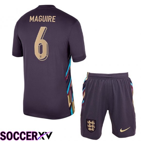 England (Maguire 6) Kids Away Soccer Jersey Purple UEFA Euro 2024