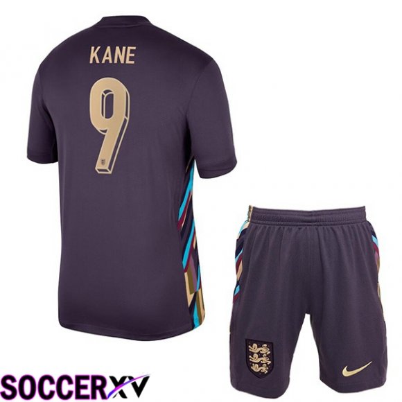 England (Kane 9) Kids Away Soccer Jersey Purple UEFA Euro 2024