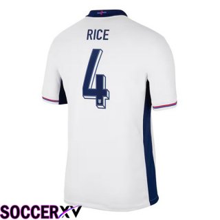 England (Rice 4) Home Soccer Jersey White UEFA Euro 2024