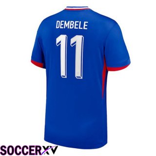 France (DEMBELE 11) Home Soccer Jersey Blue UEFA Euro 2024