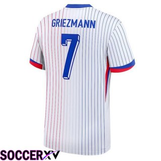 France (GRIEZMANN 7) Away Soccer Jersey White UEFA Euro 2024