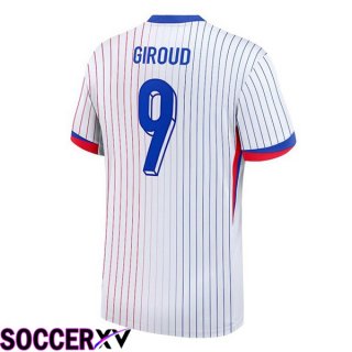 France (Giroud 9) Away Soccer Jersey White UEFA Euro 2024