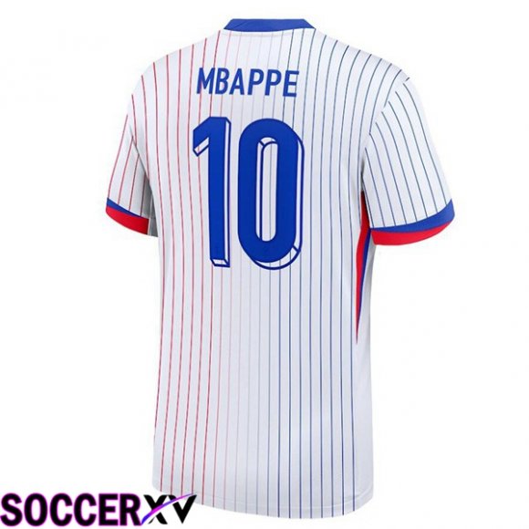 France (MBAPPE 10) Away Soccer Jersey White UEFA Euro 2024