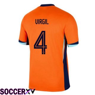 Netherlands (VIRGIL 4) Home Soccer Jersey Orange UEFA Euro 2024