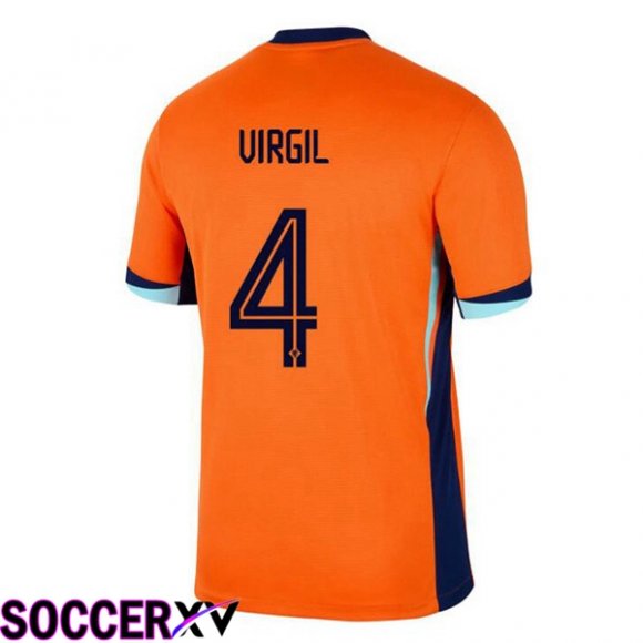 Netherlands (VIRGIL 4) Home Soccer Jersey Orange UEFA Euro 2024