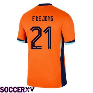 Netherlands (F. DE JONG 21) Home Soccer Jersey Orange UEFA Euro 2024