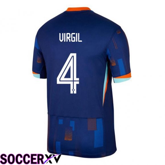 Netherlands (VIRGIL 4) Away Soccer Jersey Royal Blue UEFA Euro 2024