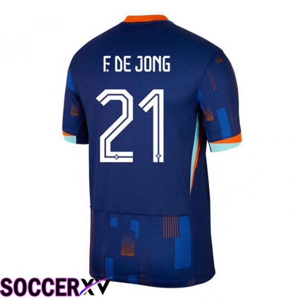 Netherlands (F. DE JONG 21) Away Soccer Jersey Royal Blue UEFA Euro 2024