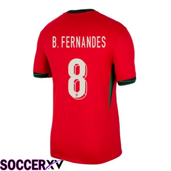 Portugal (B. FERNANDES 8) Home Soccer Jersey Red UEFA Euro 2024