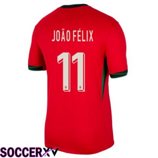 Portugal (JOÃO FÉLIX 11) Home Soccer Jersey Red UEFA Euro 2024