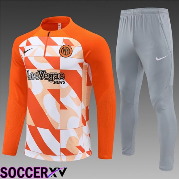 Inter Milan Kids kit Training Tracksuit Orange/White 2024/2025