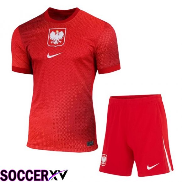 Poland Kids Away Soccer Jersey Red 2024/2025