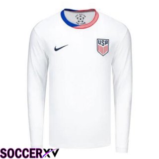 USA Home Soccer Jersey Long Sleeve White 2024/2025