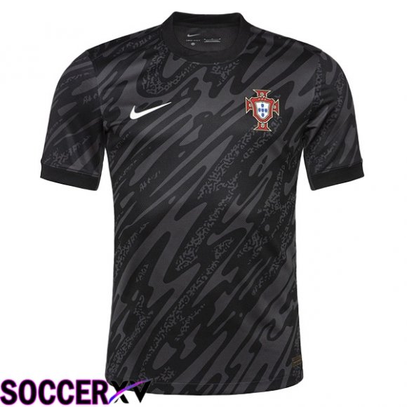 Portugal Goalkeeper Soccer Jersey Black 2024/2025