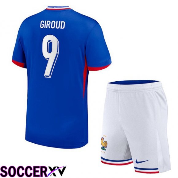 France (Giroud 9) Kids Home Soccer Jersey Blue 2024/2025