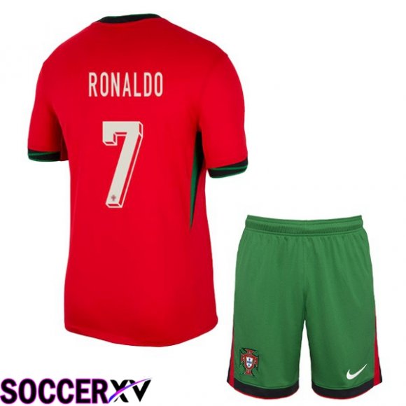 Portugal (RONALDO 7) Kids Home Soccer Jersey Red 2024/2025