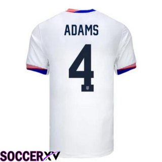 USA (Adams 4) Home Soccer Jersey White 2024/2025