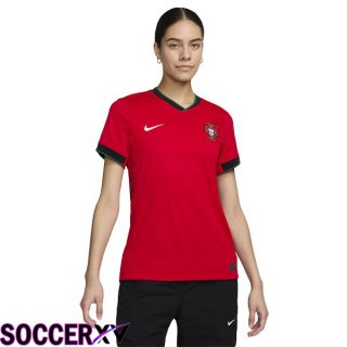 Portugal Womens Home Soccer Jersey Red 2024/2025