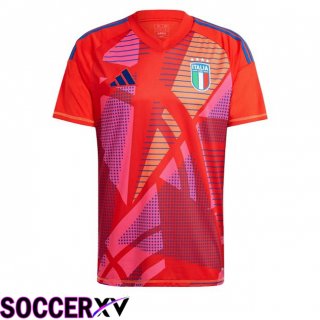 Italy Goalkeeper Soccer Jersey Red UEFA Euro 2024