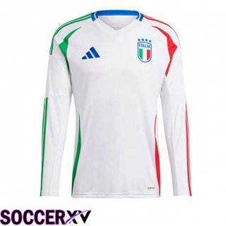 Italy Away Soccer Jersey Long sleeve White UEFA Euro 2024