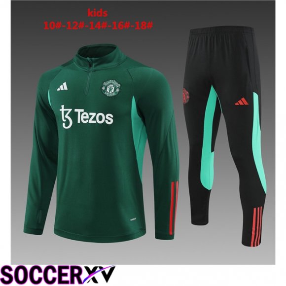 Manchester United Kids kit Training Tracksuit Green 2024/2025