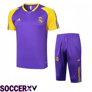 Real Madrid kit Training T Shirt + Shorts Purple 2024/2025