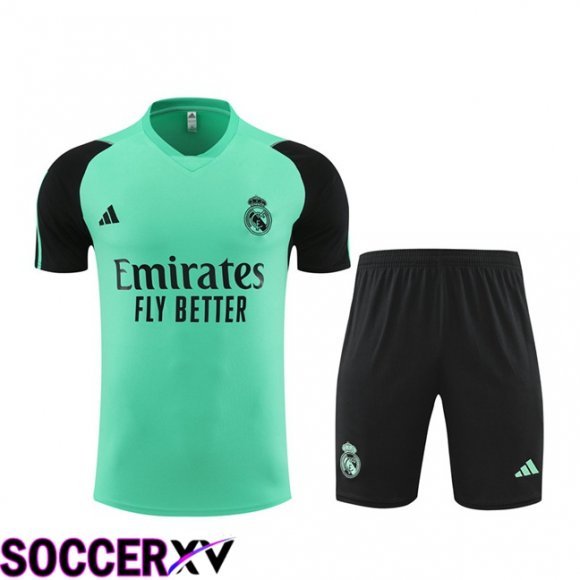 Real Madrid kit Training T Shirt + Shorts Green 2024/2025