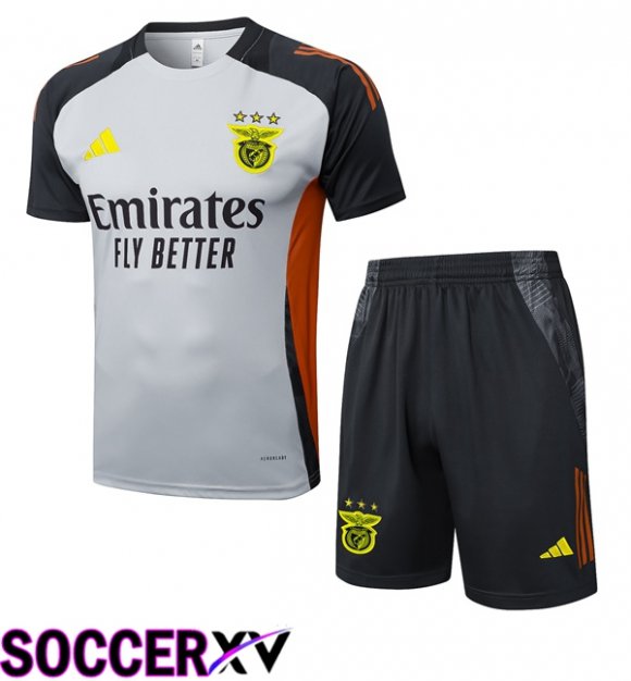 S.L Benfica kit Training T Shirt + Shorts Grey 2025/2026