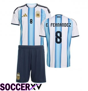 Argentina (E. FERNANDEZ 8) Kids Home Soccer Jersey Blue White 2026/2027