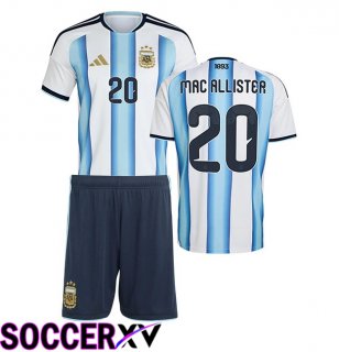 Argentina (MAC ALLISTER 20) Kids Home Soccer Jersey Blue White 2026/2027