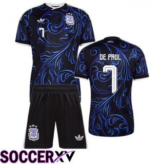Argentina (DE PAUL 7) Kids Away Soccer Jersey Blue Royal 2026/2027