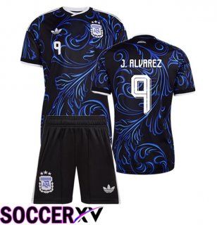 Argentina (J.ALVAREZ 9) Kids Away Soccer Jersey Blue Royal 2026/2027
