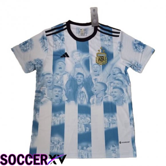 Argentina 3 Stars Soccer Jersey Commemorative Edition Blue 2022/2023