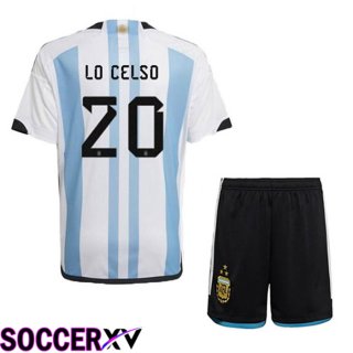 Argentina (MAC ALLISTER 20) 3 Stars Kids Soccer Jersey Home Blue White 2022/2023