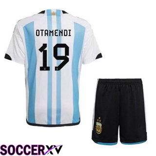 Argentina (OTAMENDI 19) 3 Stars Kids Soccer Jersey Home Blue White 2022/2023