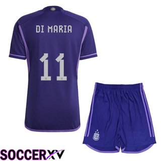 Argentina (DI MARIA 11) 3 Stars Kids Soccer Jersey Away Purple 2022/2023