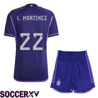 Argentina (L. MARTINEZ 22) 3 Stars Kids Soccer Jersey Away Purple 2022/2023