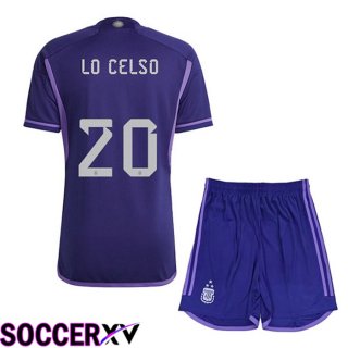 Argentina (MAC ALLISTER 20) 3 Stars Kids Soccer Jersey Away Purple 2022/2023