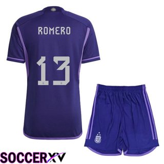 Argentina (ROMERO 13) 3 Stars Kids Soccer Jersey Away Purple 2022/2023