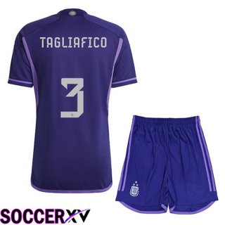 Argentina (TAGLIAFICO 3) 3 Stars Kids Soccer Jersey Away Purple 2022/2023