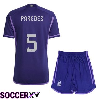 Argentina (PAREDES 5) 3 Stars Kids Soccer Jersey Away Purple 2022/2023