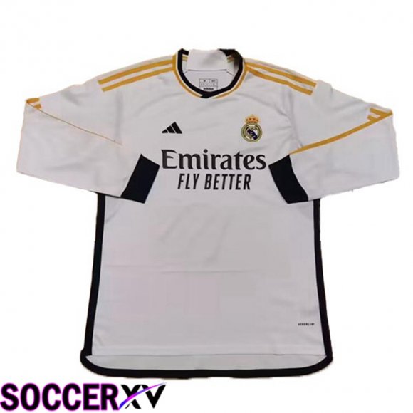 Real Madrid Soccer Jersey Home Long Sleeve White Leaked Version 2023/2024