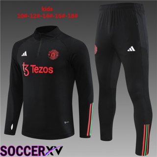 Manchester United Kids Training Tracksuit Suit Black 2023/2024