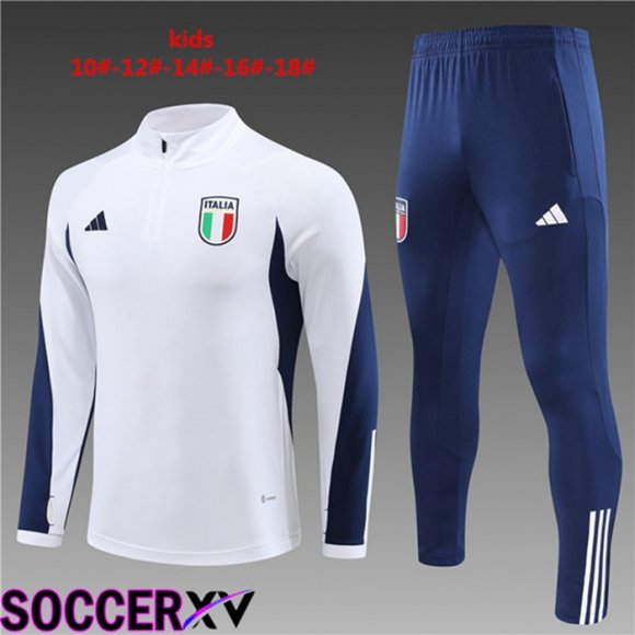 Italy Kids Training Tracksuit Suit White 2023/2024