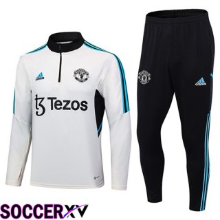 Manchester United Training Tracksuit Suit White 2023/2024